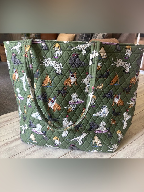 Vera Bradley Handbags - Vera Bradley Olive Green Quilted Dog Park Print Tote